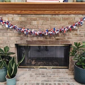 Red, White & Blue Felt Ball & Ribbon Garland, 6'